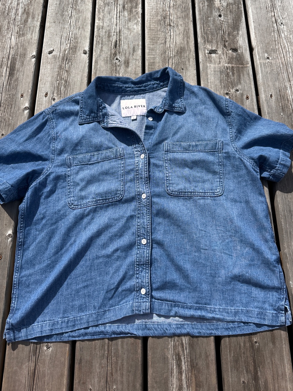 Lola River 100% Cotton Chambray Button-Up Shirt